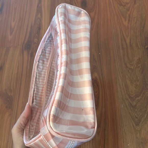 Victoria’s Secret Pink white striped clear makeup case cosmetic case pouch large - Picture 3 of 5